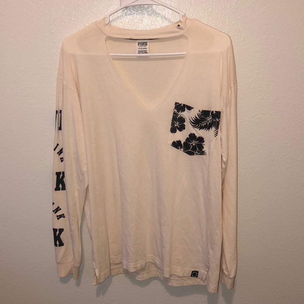 Pink long sleeve v cut shirt